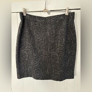 Loft Gray Floral Skirt